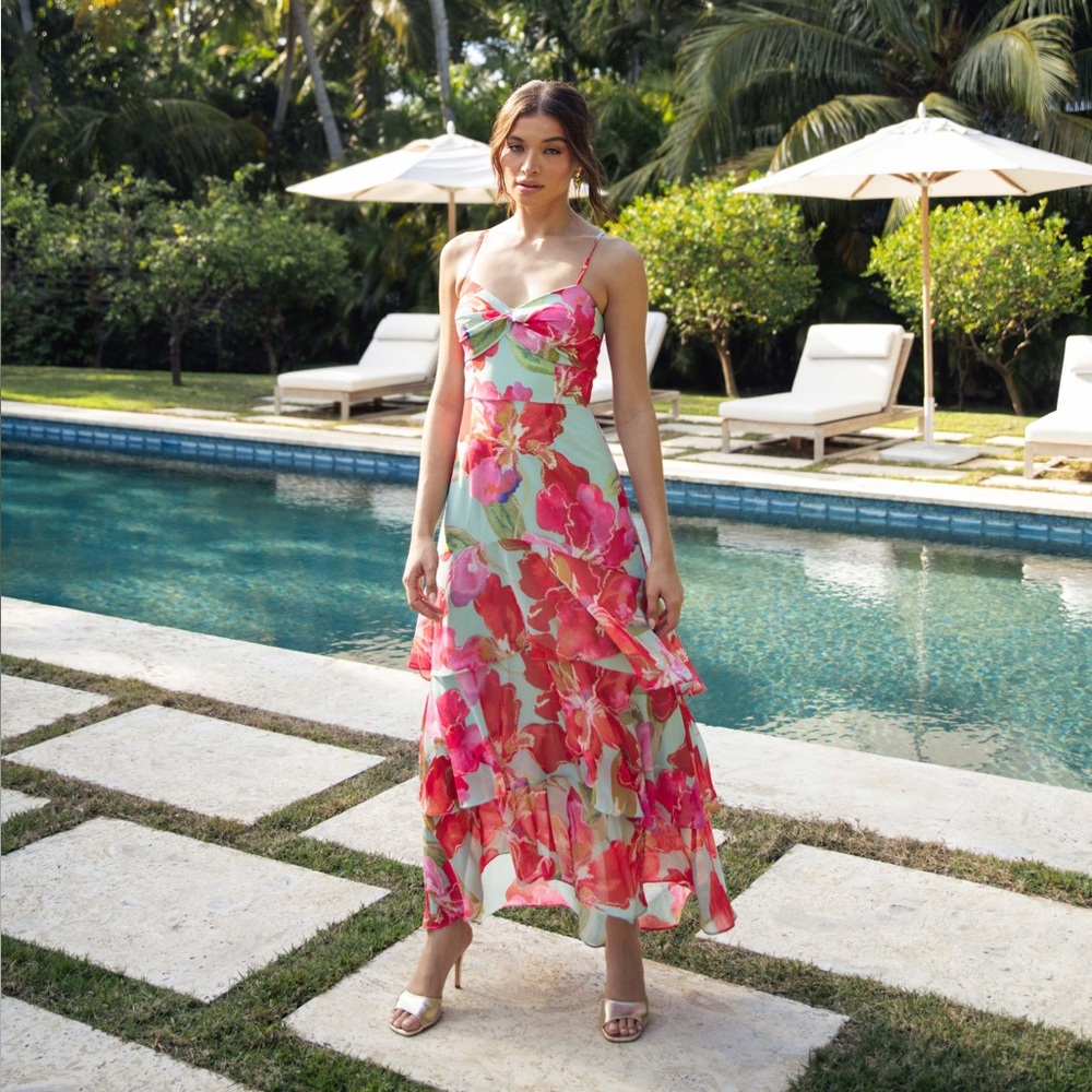 HUTCH kennedi dress in mint watercolor orchids NWT!‎